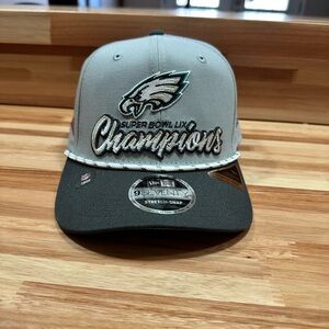 NFL New Era Gray and Black Super Bowl LII Eagles Champions Cap Hat